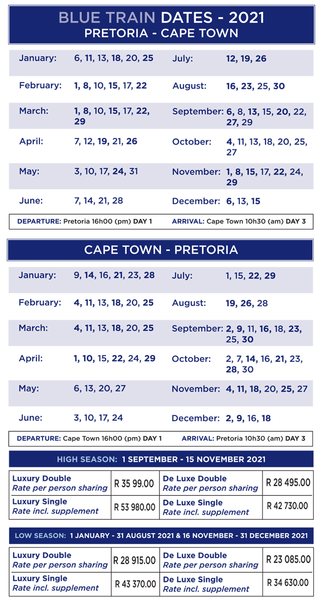 Blue Train Prices Blue Train, Rovos Rail & Shongololo Express Bookings