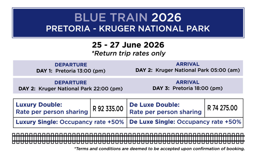 Blue Train Kruger prices 2026