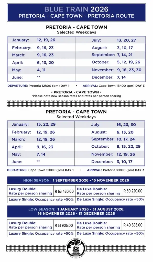 Blue train rates 2026 optimized