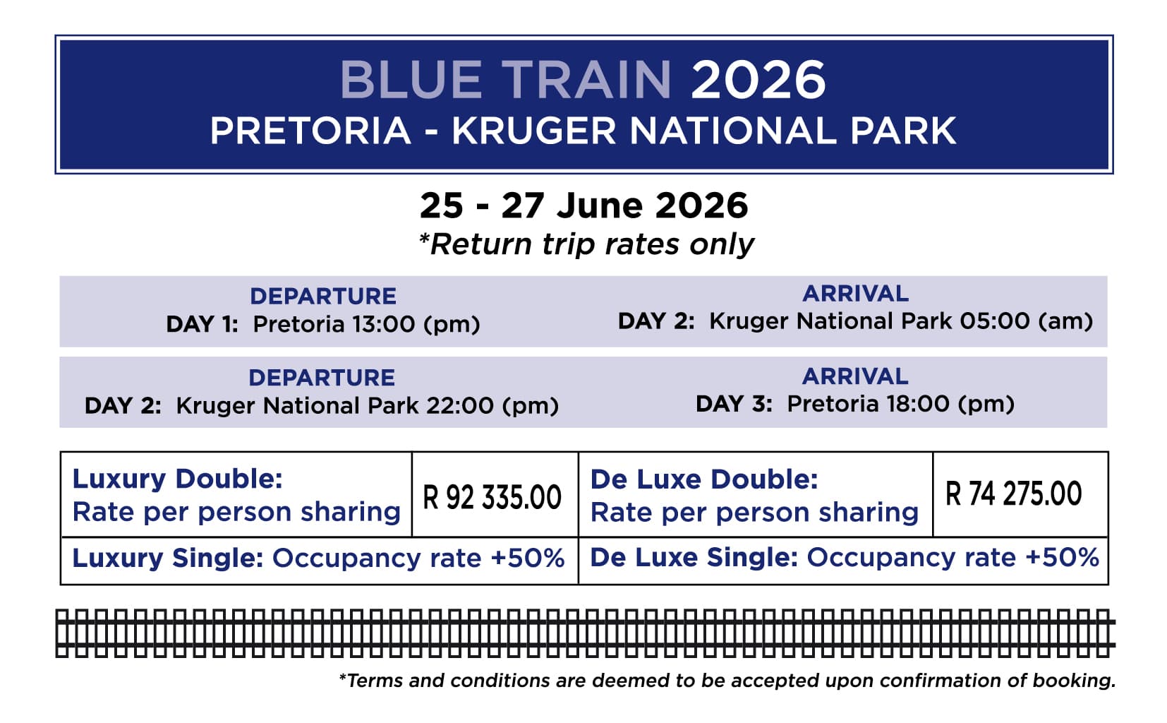Blue Train Kruger National Park Rates 2026