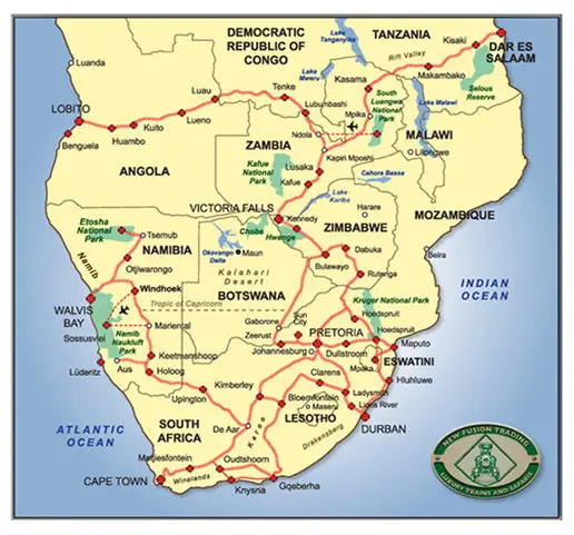 Rovos Rail Route Map – Luxury Train Routes South Africa